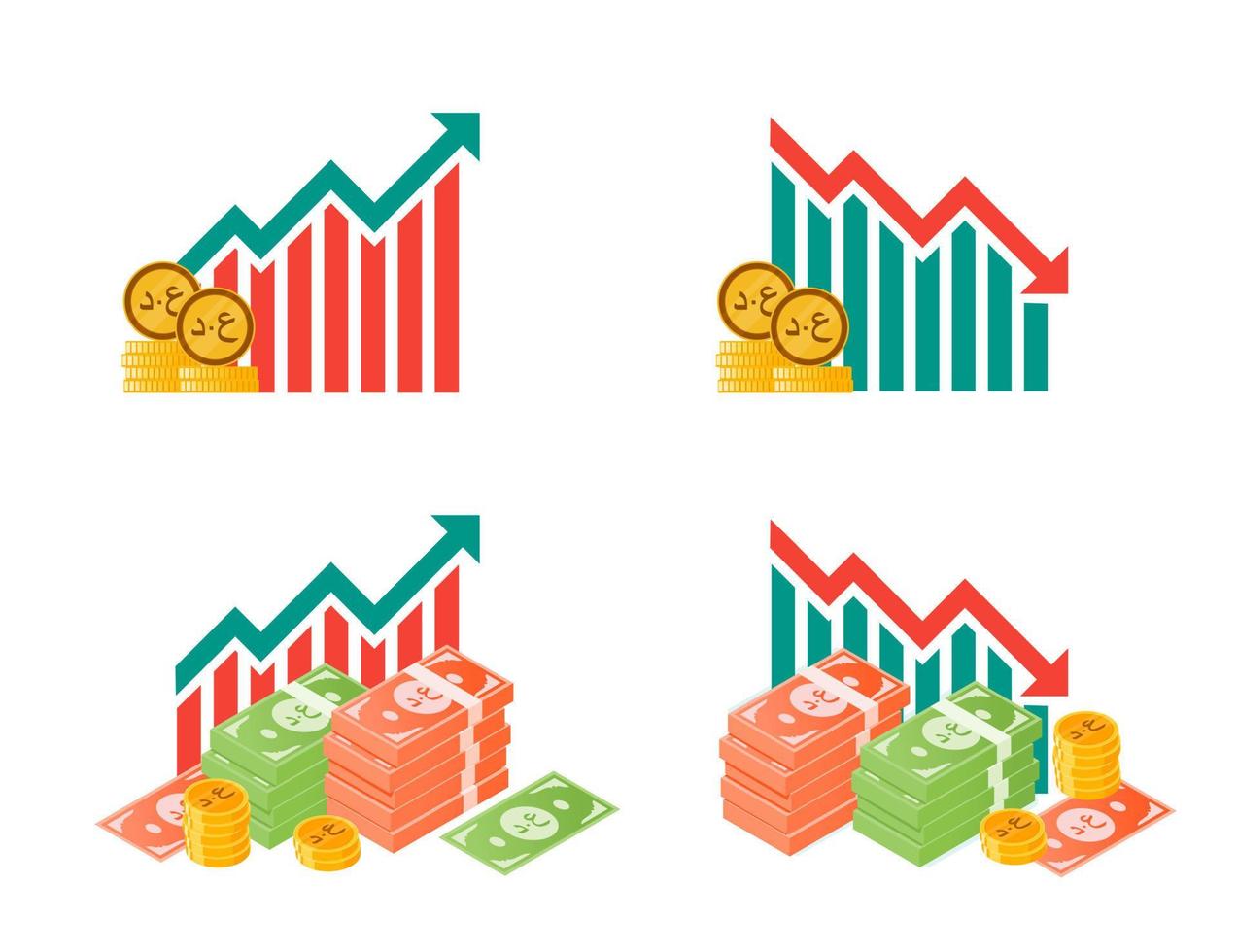 iraquí dinar dinero fluctuación ilustraciones vector