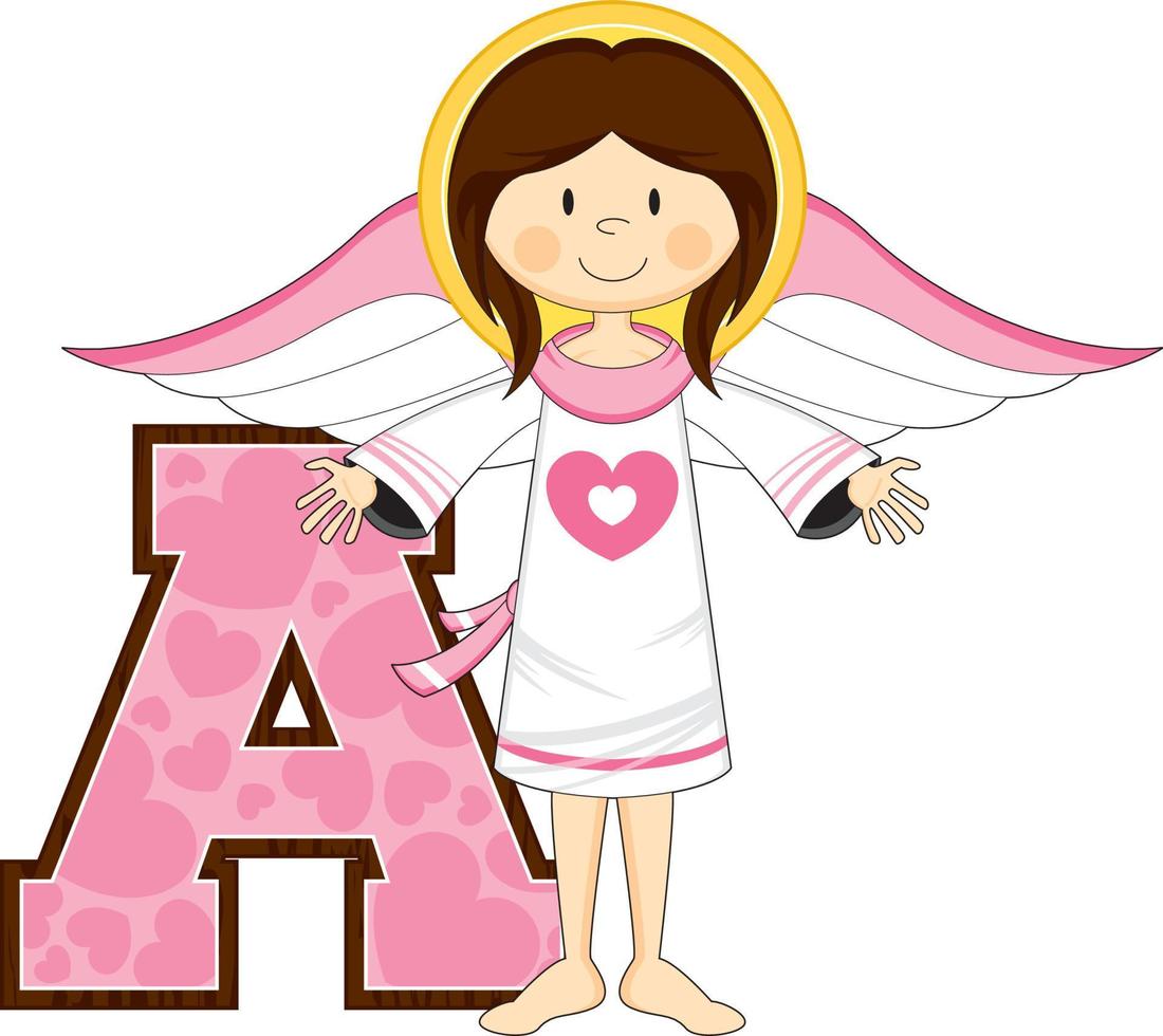 un es para ángel - alfabeto aprendizaje ilustración vector