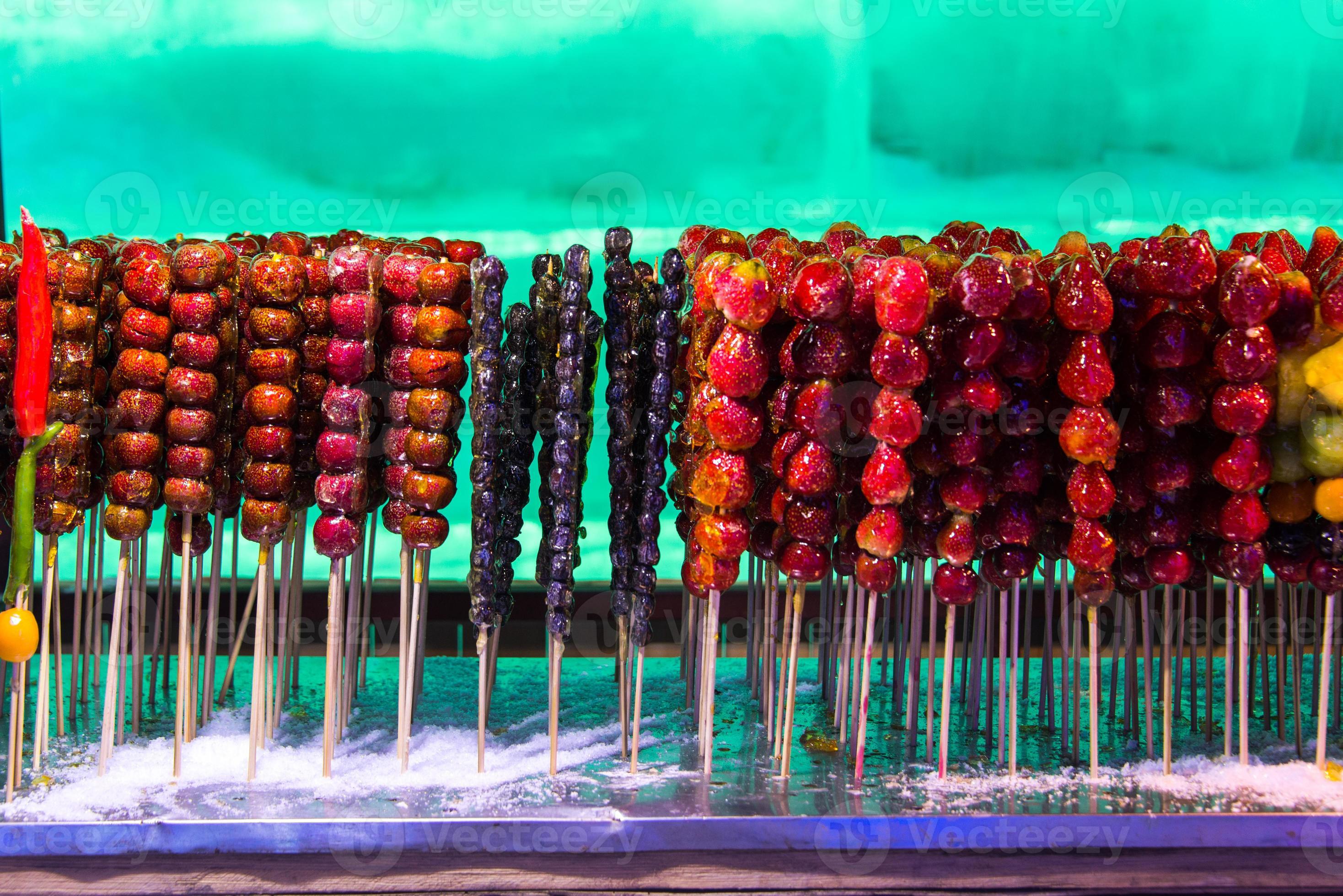 Tang hulu or Chinese sugarcoated fruit stick. The snack of China in