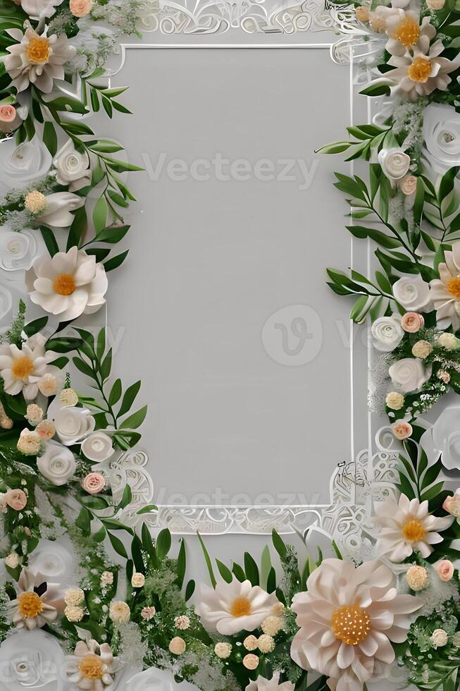 Colorful simple floral decoration, tiny flower illustration, background template, creative arrangement of nature and flowers. Good for banner, wedding card invitation draft, design element, and other. photo