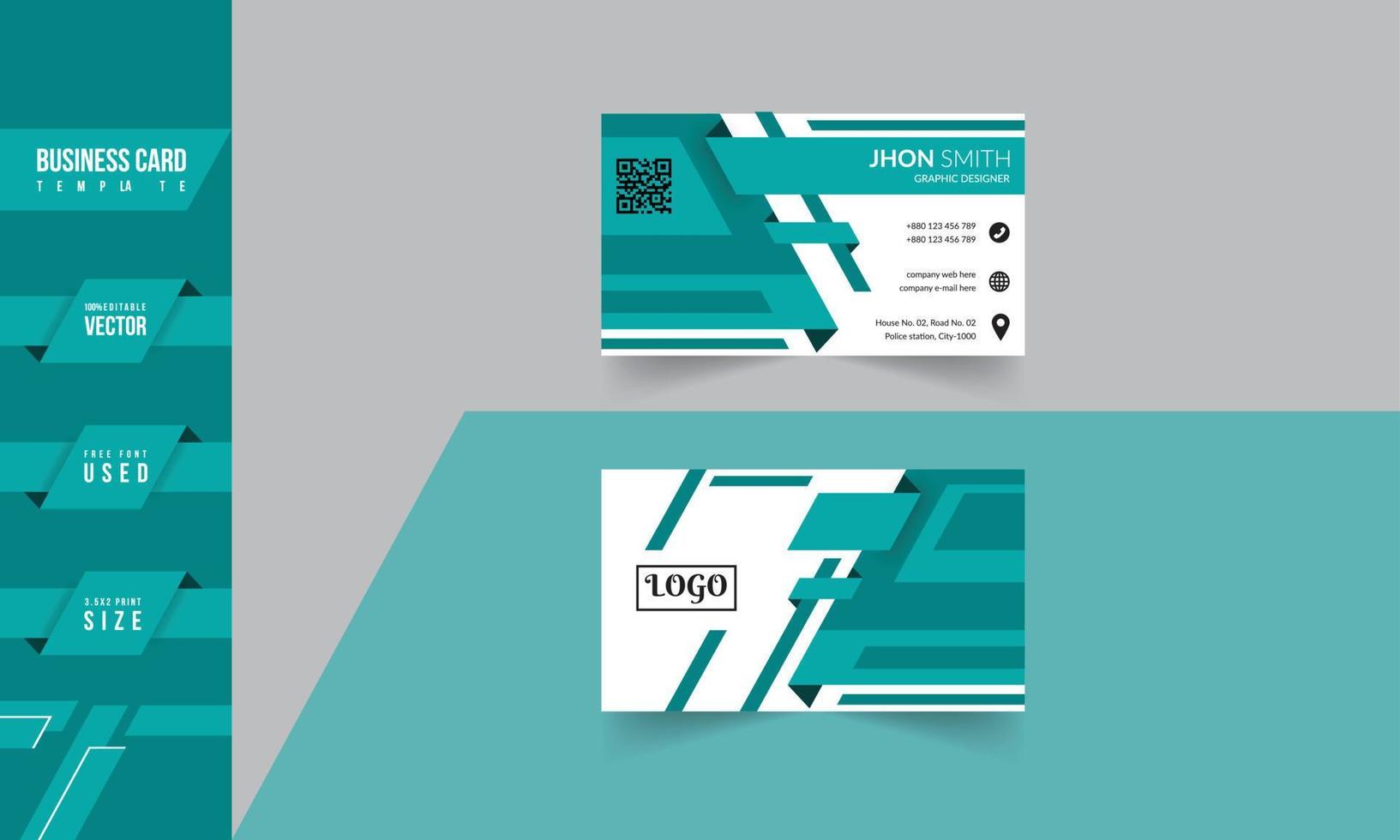 Professional Corporate Business Card. Design Vector Template.