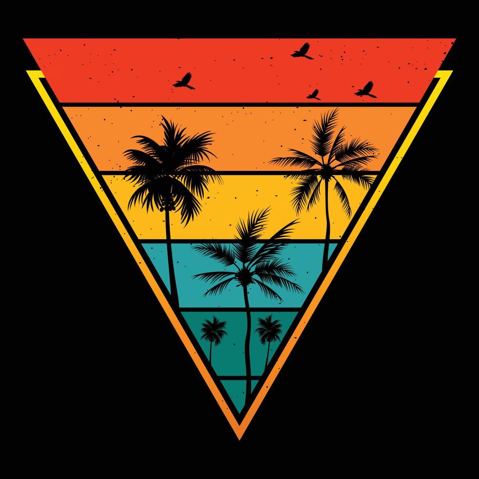 Set of Retro summer t shirt design vector, Vintage sunset collection vector