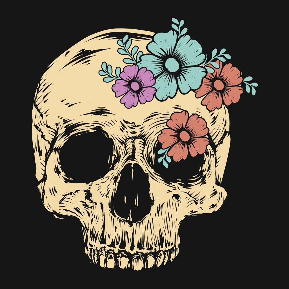 cráneo floral vector camiseta diseño