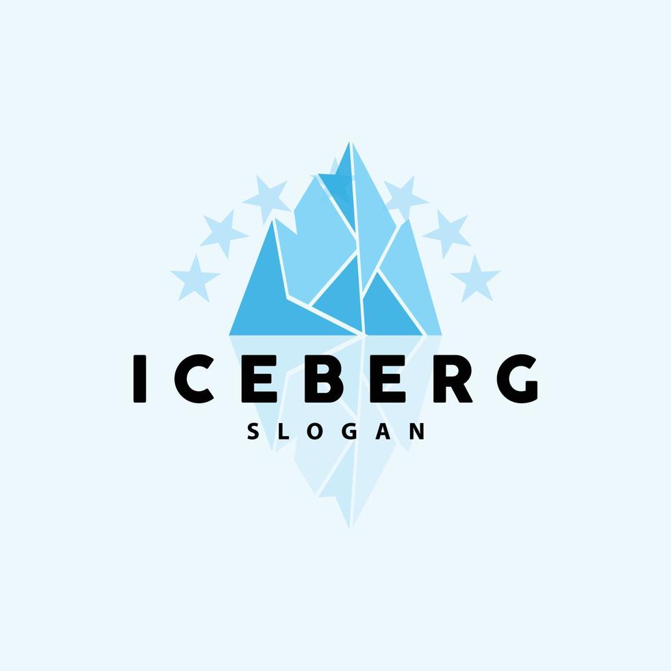 iceberg logo, antártico montañas vector en hielo azul color, naturaleza diseño, producto marca ilustración modelo icono