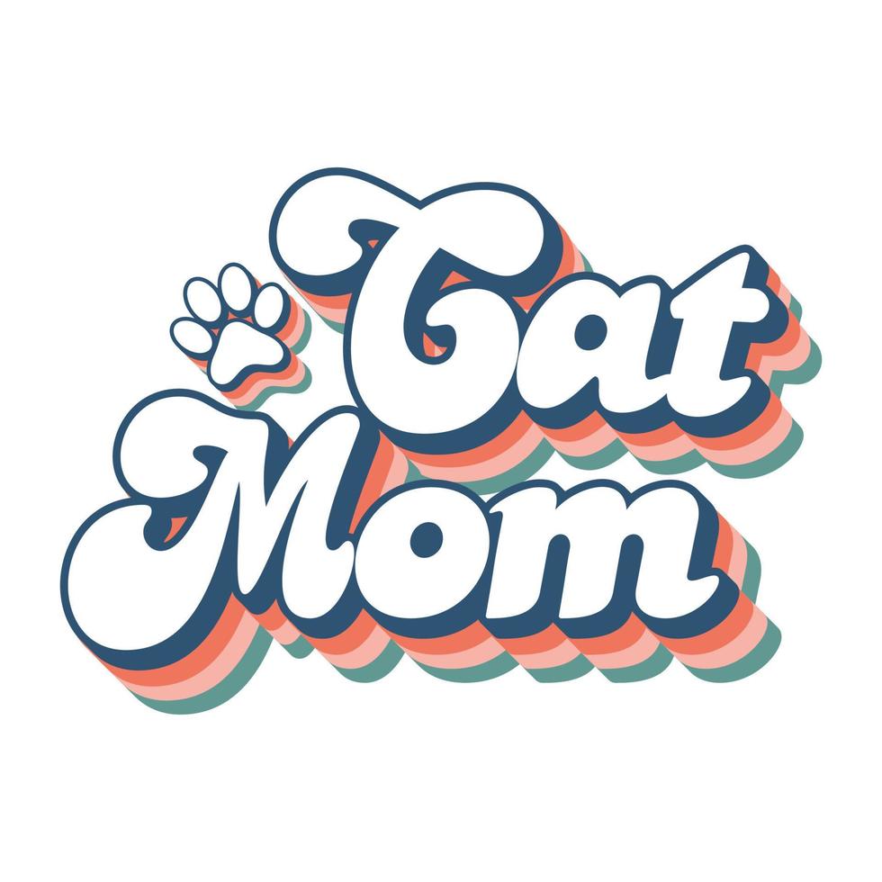 Retro Cat Mom Vector T-shirt Design