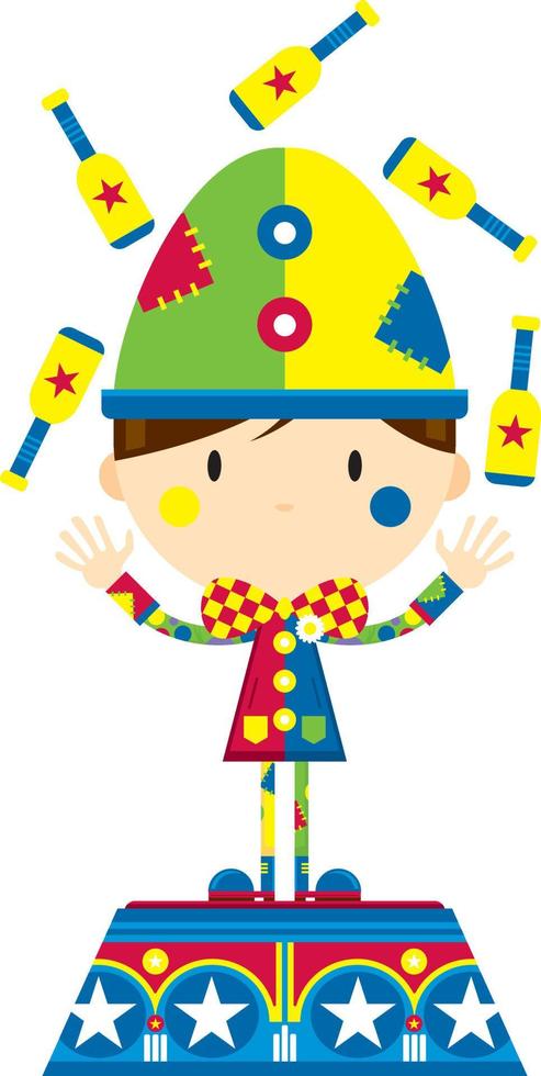 Cute Cartoon Juggling Big Top Circus Clown on Podium vector