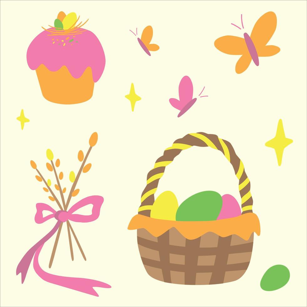 Minimalist Easter themed Vector Clipart. Flat Illustration
