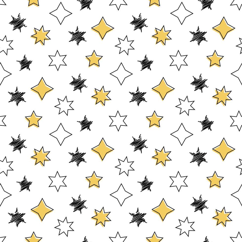 Geometric Seamless Pattern Of Stars On A White Background. Vector illustration. EPS10