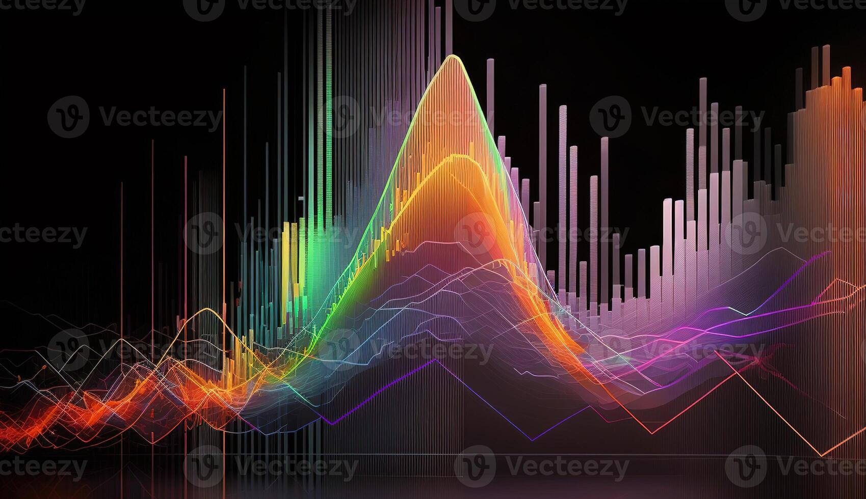 generativo ai, valores mercado gráfico líneas, financiero grafico en tecnología resumen antecedentes representar financiero crisis, financiero fusión de un reactor. tecnología concepto, comercio mercado concepto. foto