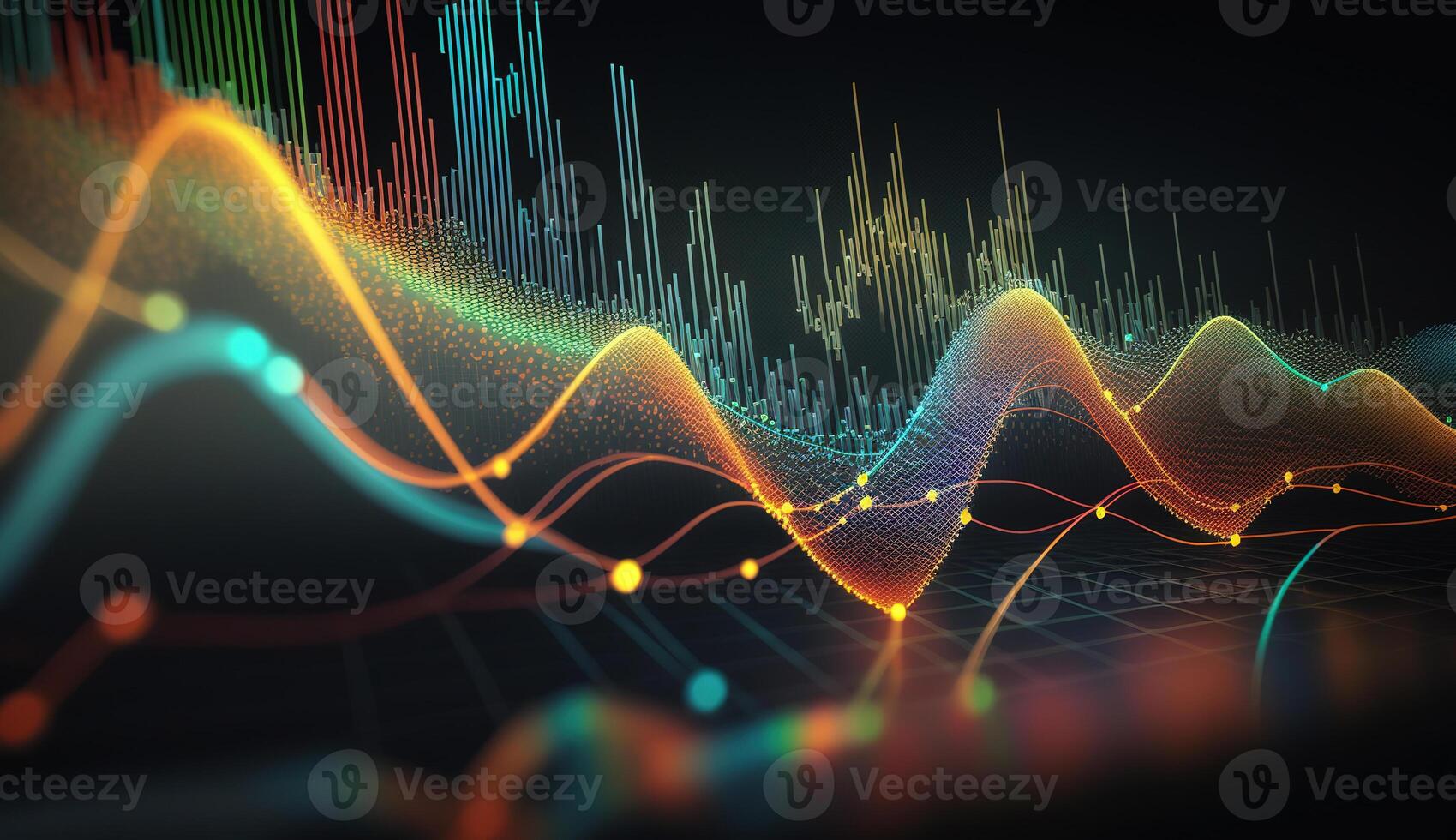 generativo ai, valores mercado gráfico líneas, financiero grafico en tecnología resumen antecedentes representar financiero crisis, financiero fusión de un reactor. tecnología concepto, comercio mercado concepto. foto