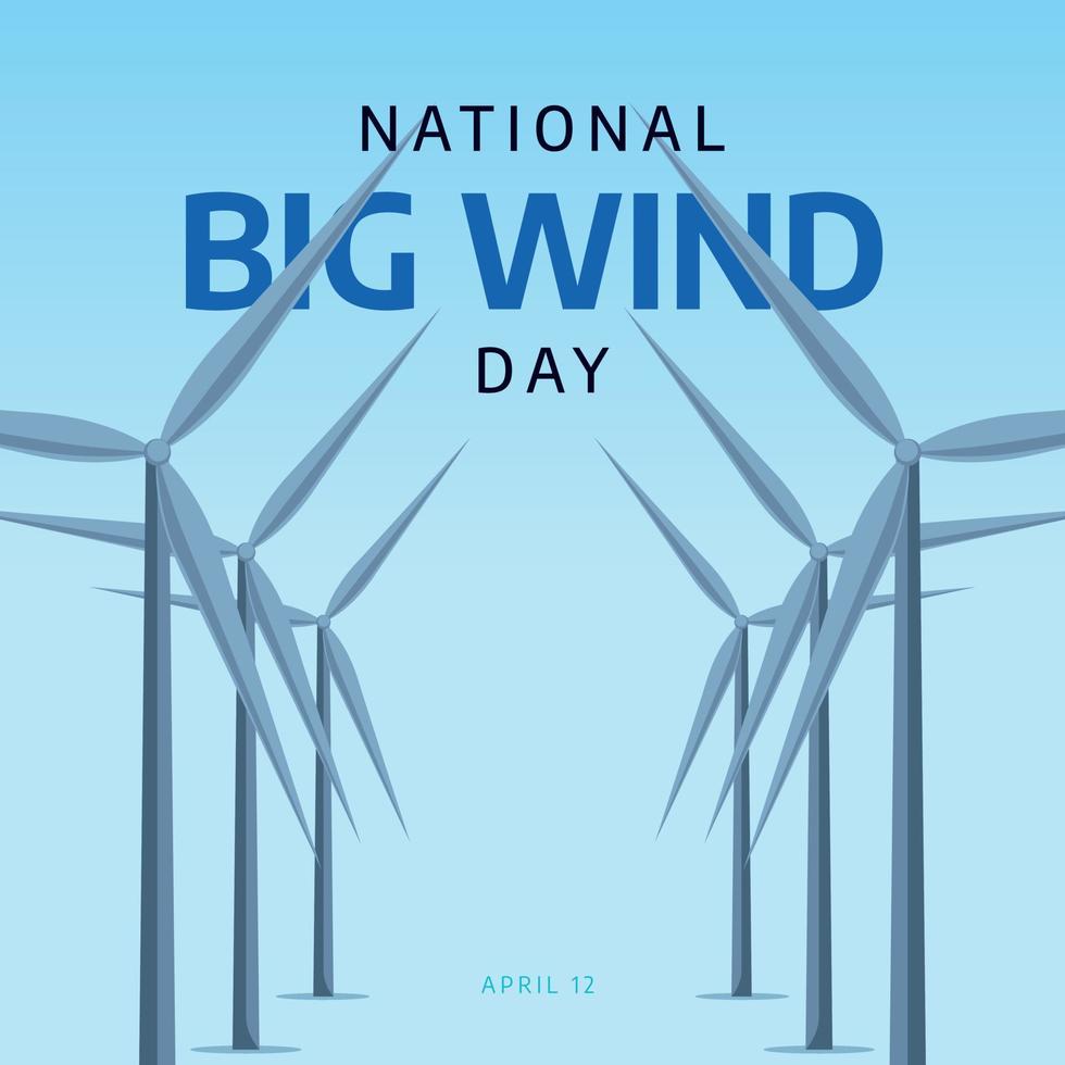 national big wind day. big wind day vector illustration with wind mill ang globe. flat illustration for wind day.
