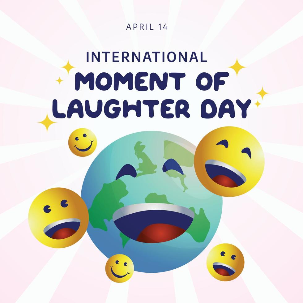 international moment of laughter day vector illustration. flat globe and laugh emoji vector design. emoji design vector.