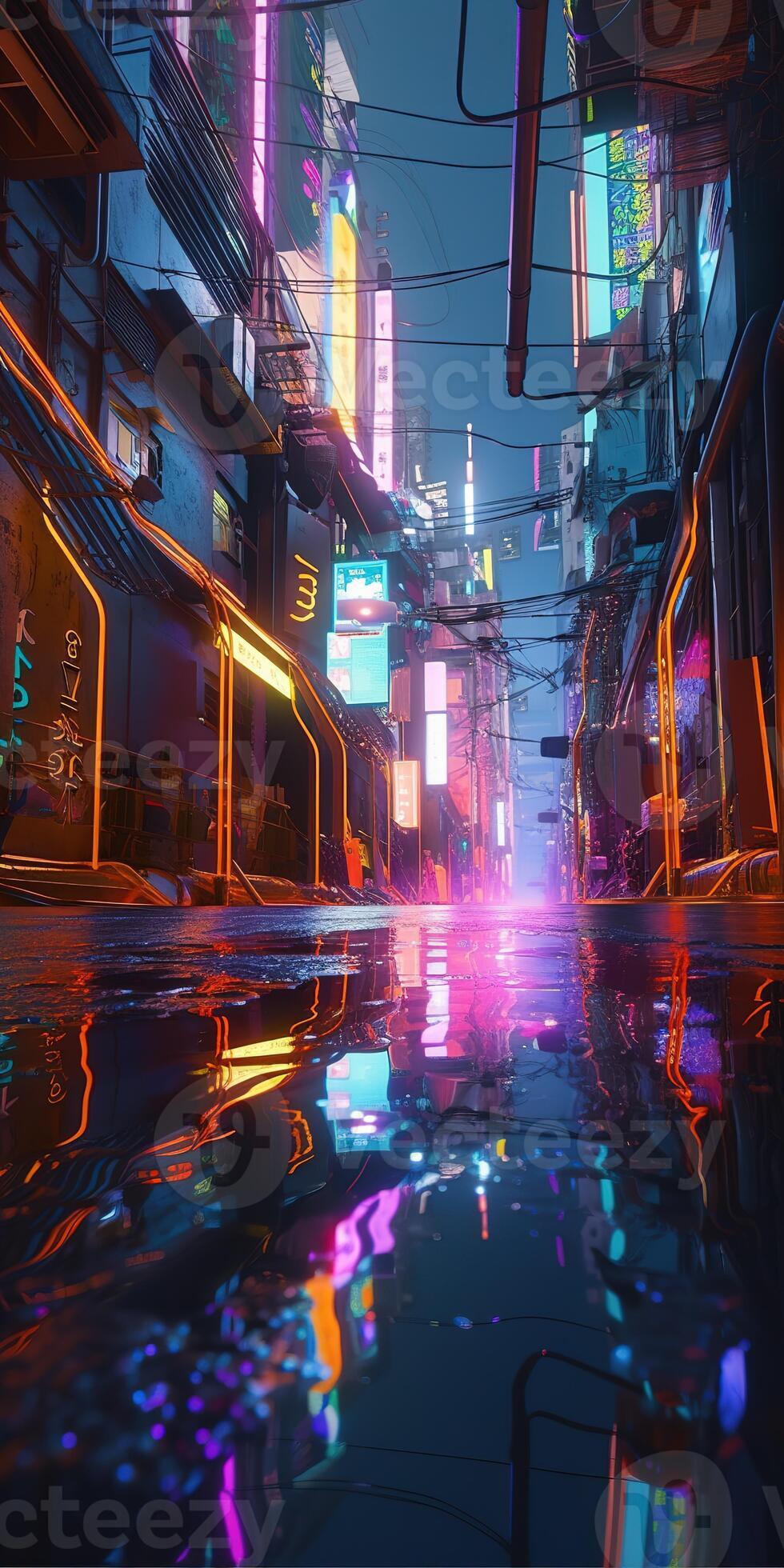 Download Neon City Lights Cyberpunk iPhone X Wallpaper