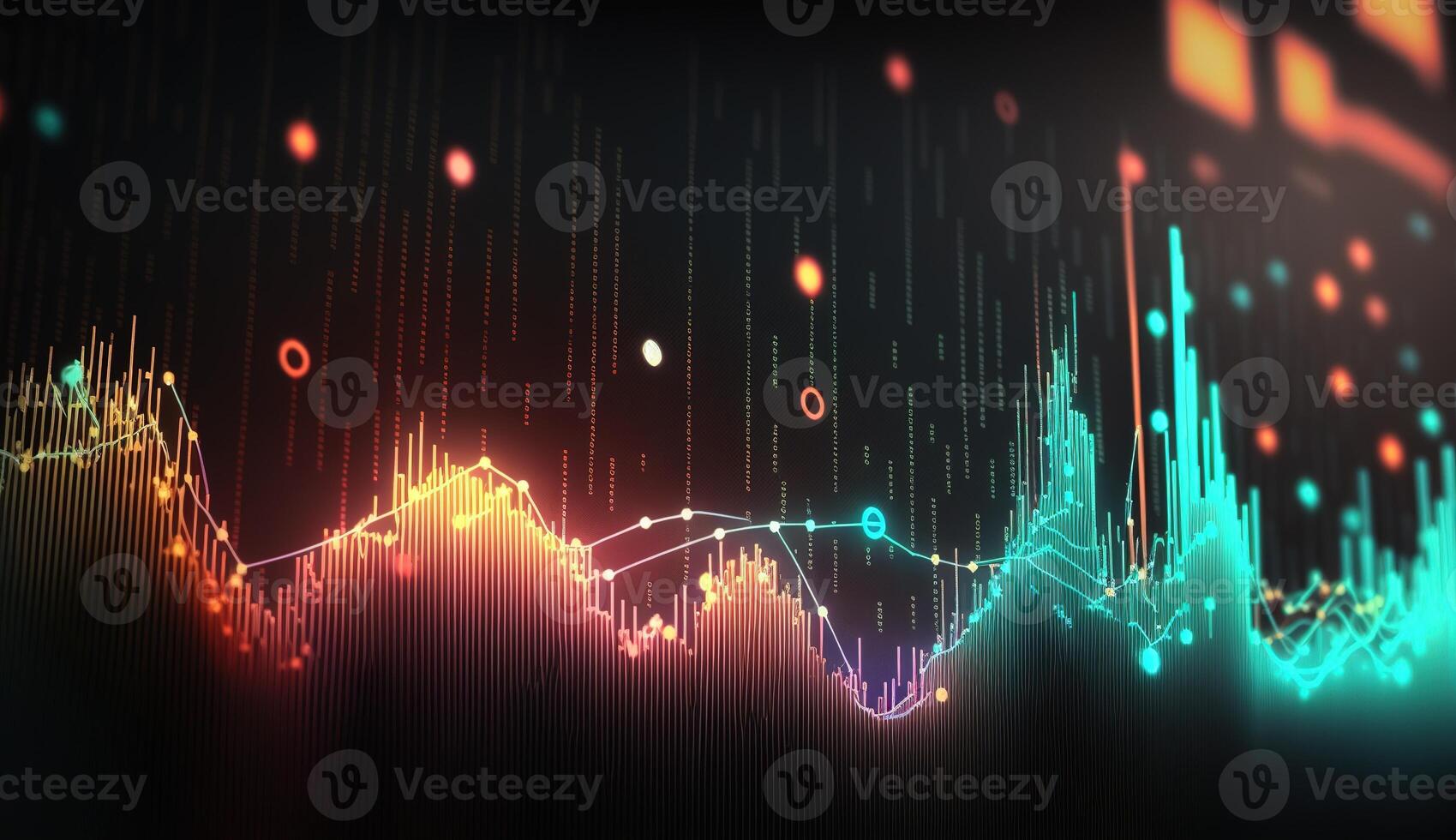 , stock market chart lines, financial graph on technology abstract background represent financial crisis, financial meltdown. Technology concept, trading market concept. photo