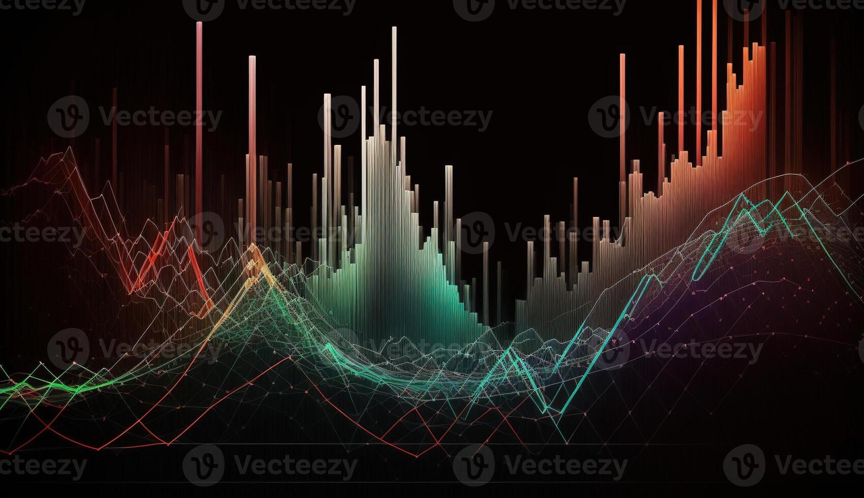 , stock market chart lines, financial graph on technology abstract background represent financial crisis, financial meltdown. Technology concept, trading market concept. photo