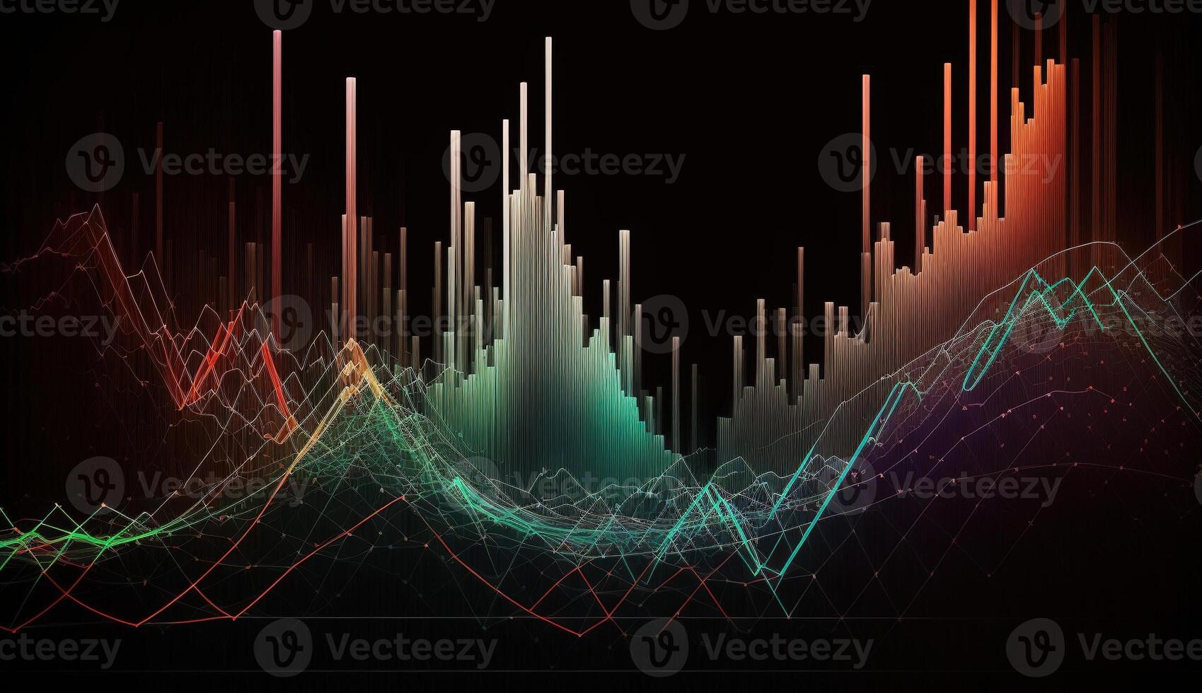 generativo ai, valores mercado gráfico líneas, financiero grafico en tecnología resumen antecedentes representar financiero crisis, financiero fusión de un reactor. tecnología concepto, comercio mercado concepto. foto