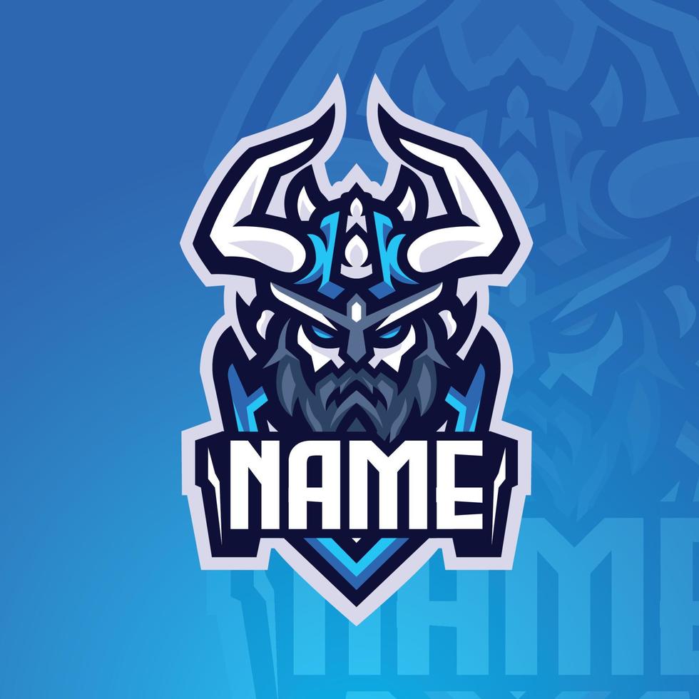 Viking Head Skull King Gaming Mascot Logo vector