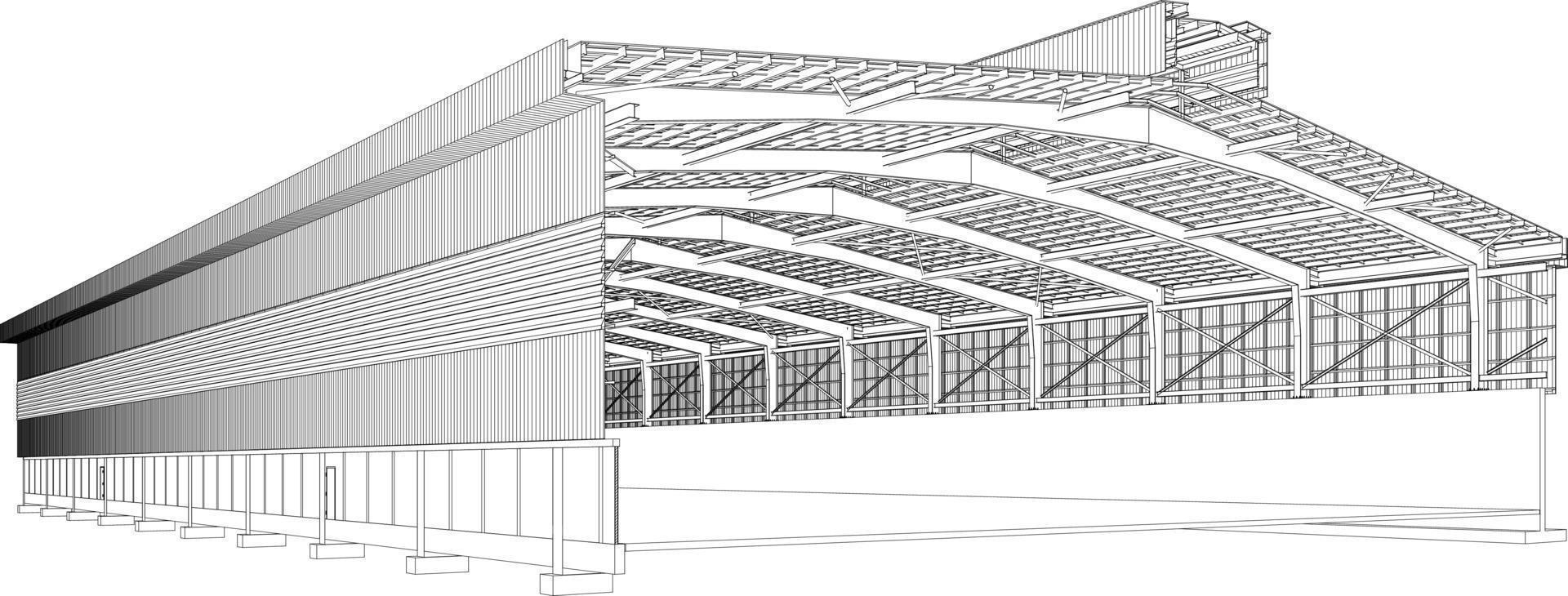 3d ilustración de edificio estructura vector