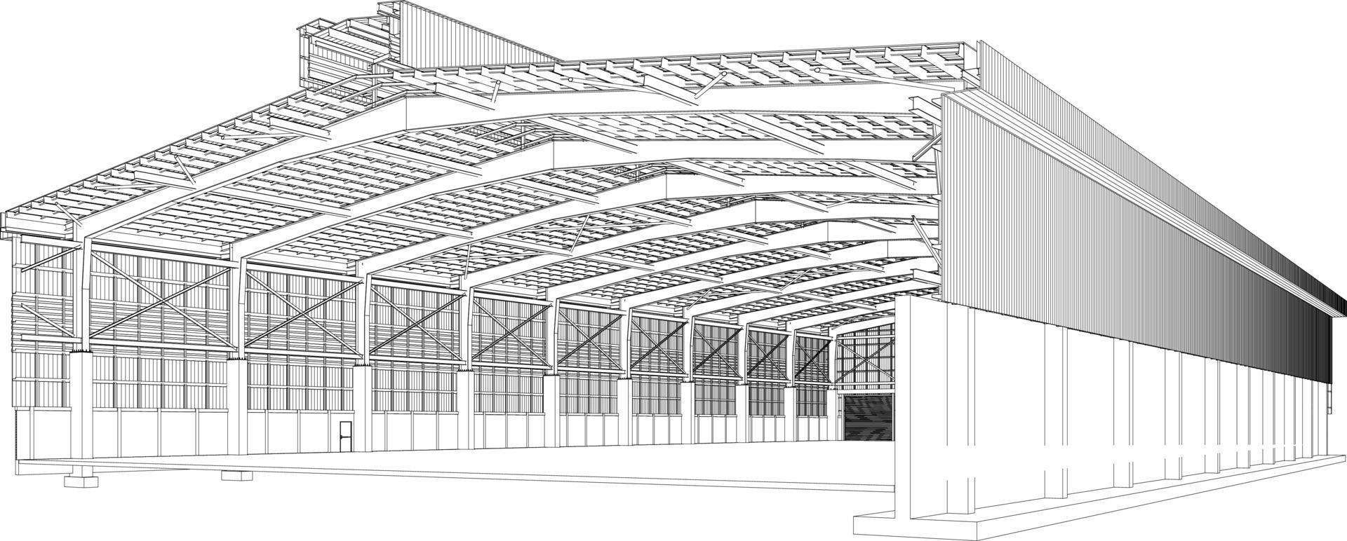 3D illustration of building structure vector