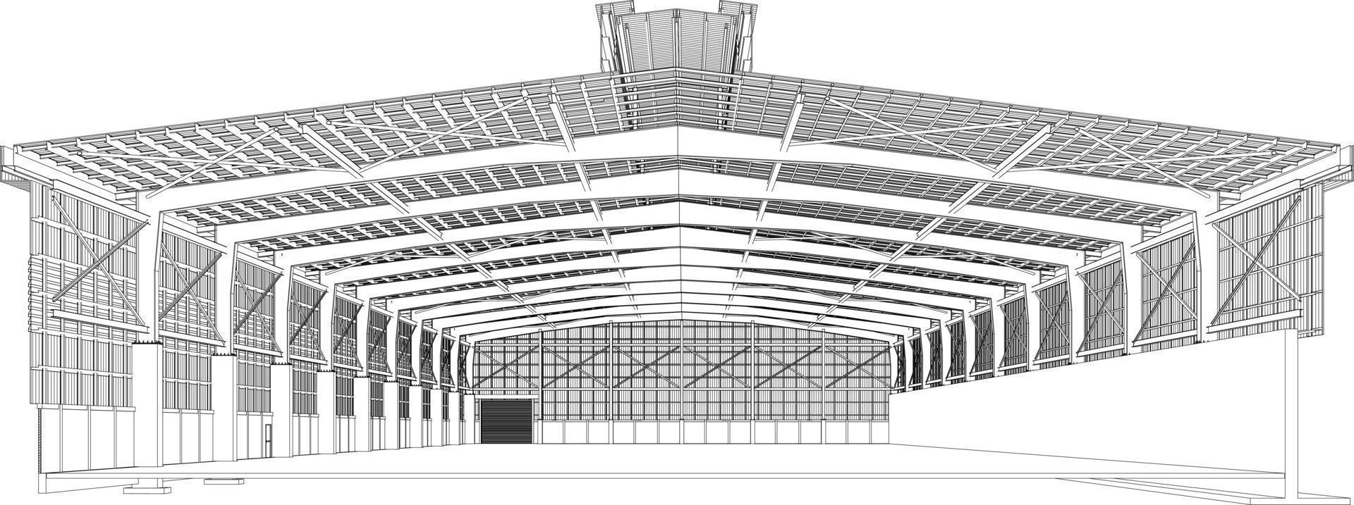 3D illustration of building structure vector