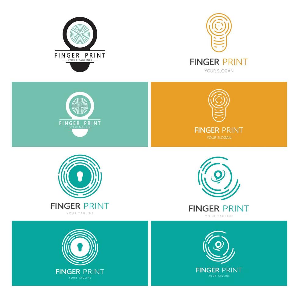 sencillo plano huella dactilar logotipo, para seguridad,identificación,insignia,emblema,negocios tarjeta, digital, vector