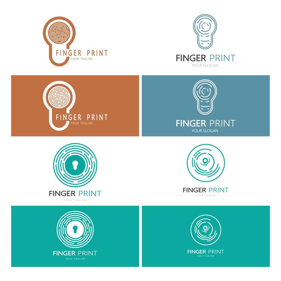 sencillo plano huella dactilar logotipo, para seguridad,identificación,insignia,emblema,negocios tarjeta, digital, vector