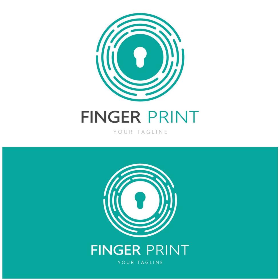 sencillo plano huella dactilar logotipo, para seguridad,identificación,insignia,emblema,negocios tarjeta, digital, vector