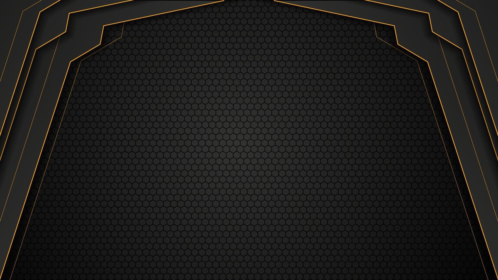 luxury futuristic background with gold and black color and hexagon pattern, luxury banner background design template vector