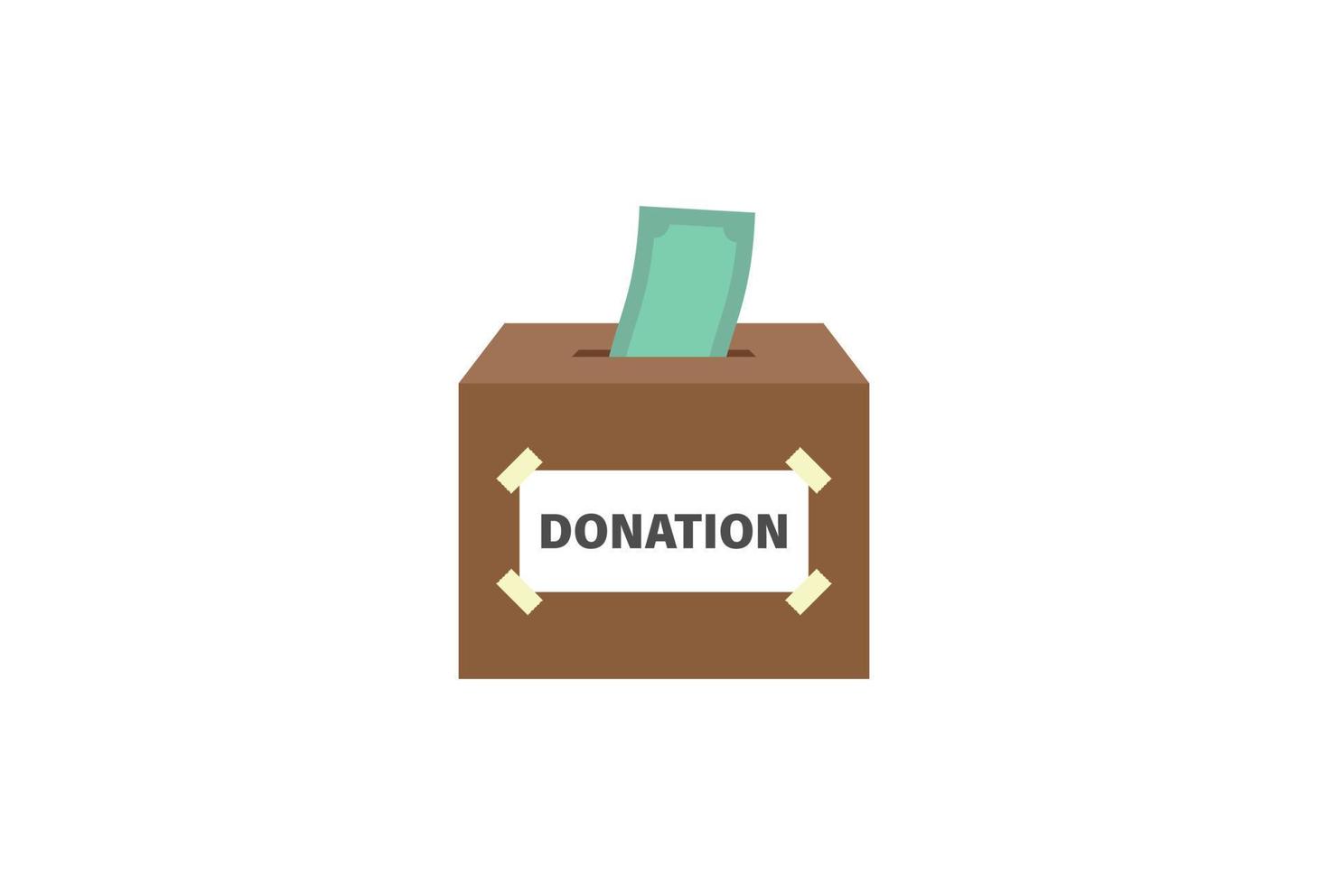Donation illustration flat, donation box and money, flat design vector illustration