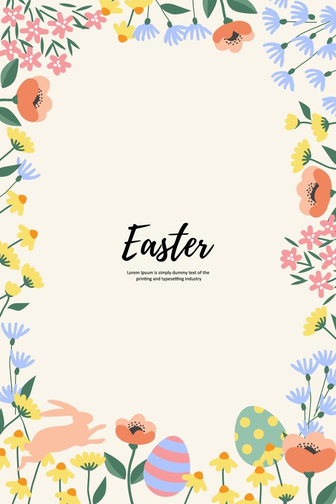 Happy easter decoration background. Easter elements decoration frame for event, invitation, background and banner design. Vector illustration.