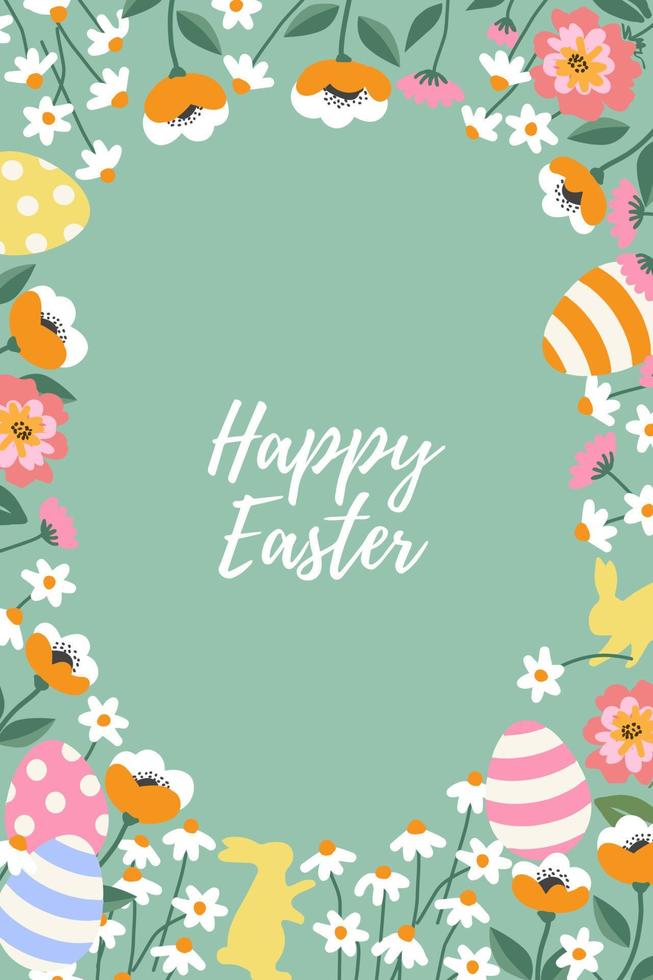 Happy easter decoration background. Easter elements decoration frame for event, invitation, background and banner design. Vector illustration.