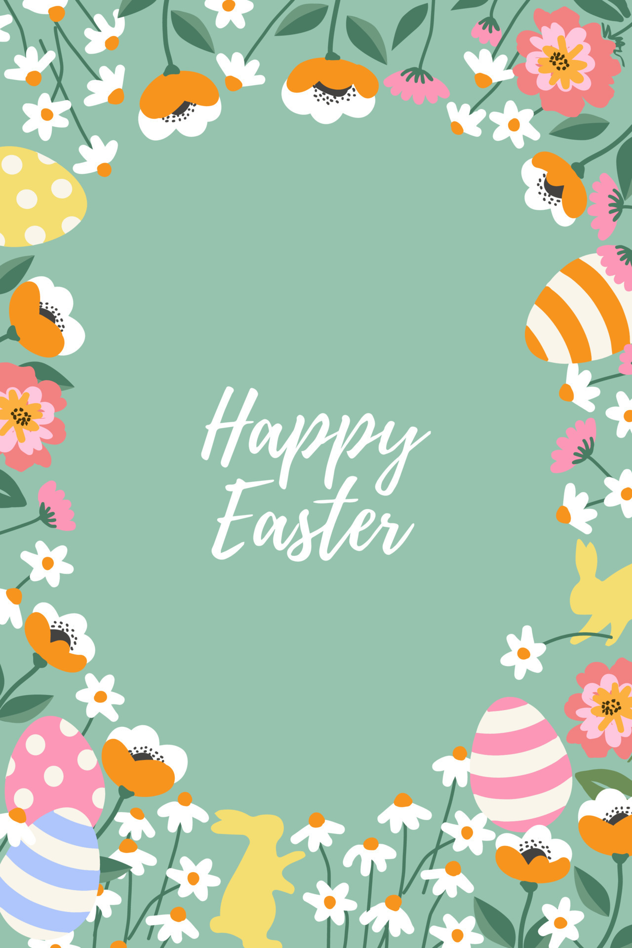 Happy easter decoration background. Easter elements decoration frame