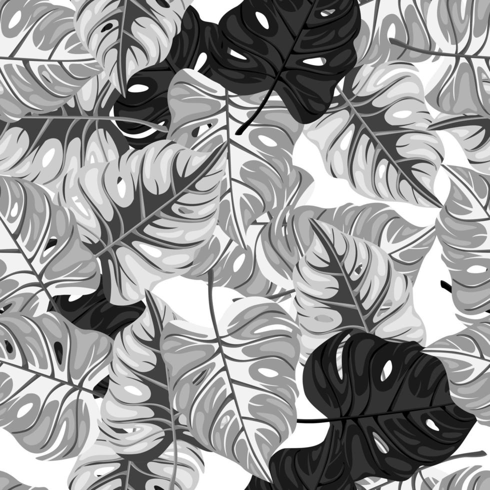 Stylized tropical pattern, palm leaves floral background. Abstract exotic plant seamless pattern. Botanical leaf wallpaper. vector