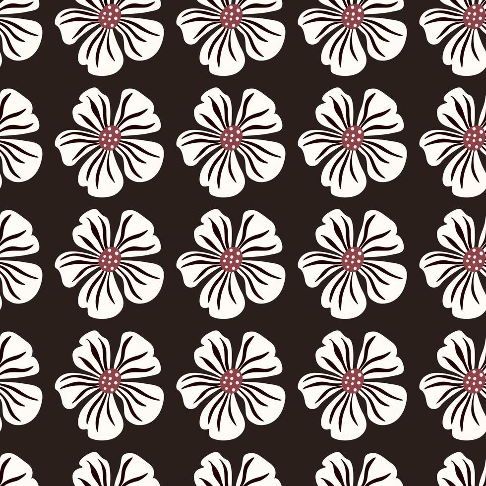 Chamomile flower endless background. Abstract floral seamless pattern in simple style. vector