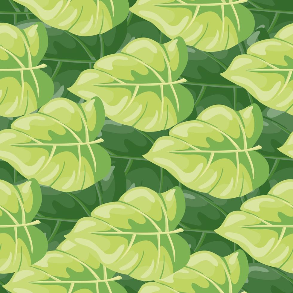 Stylized tropical leaves seamless pattern. Decorative leaf background. vector