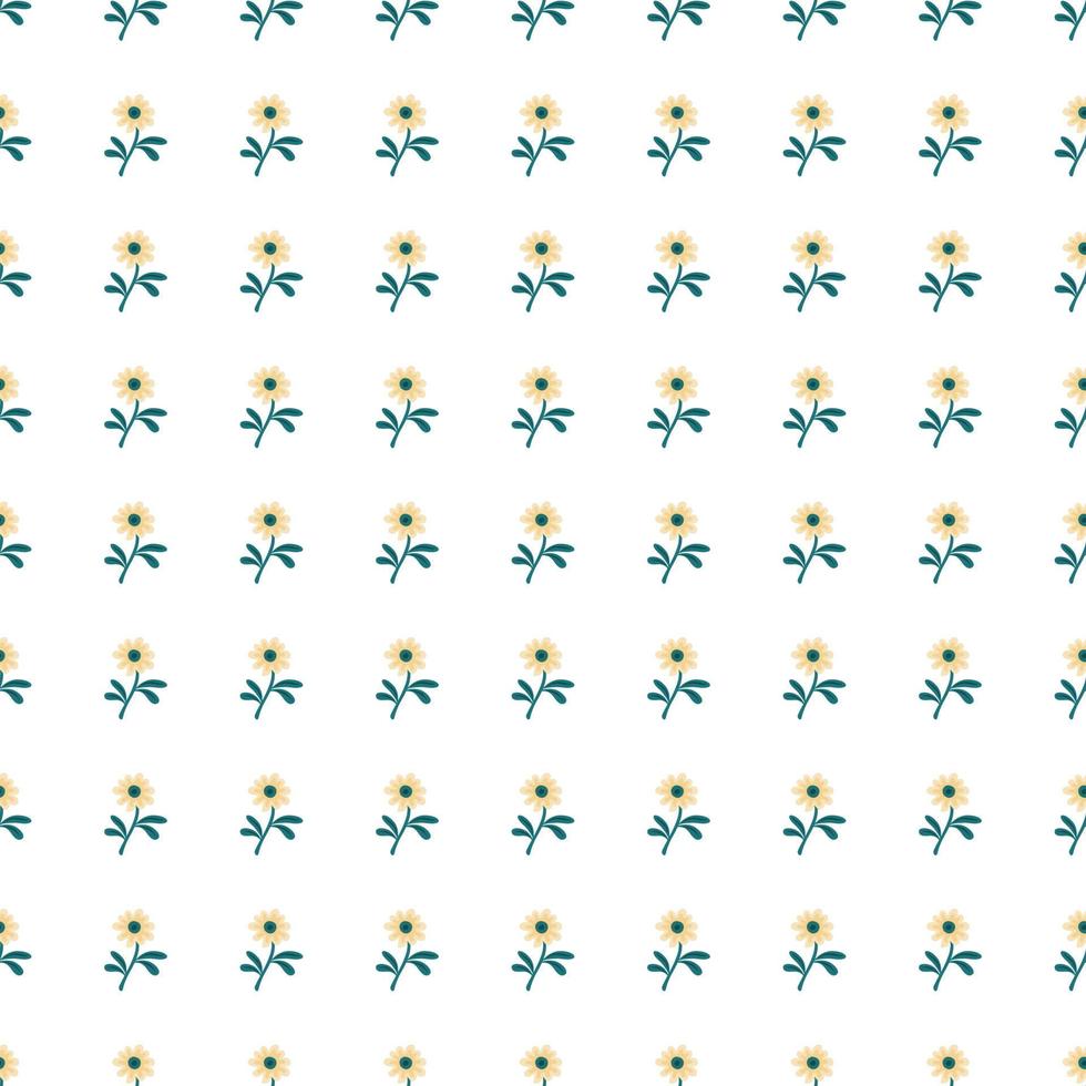 Cute flower seamless pattern in simple style. Hand drawn floral endless background. vector