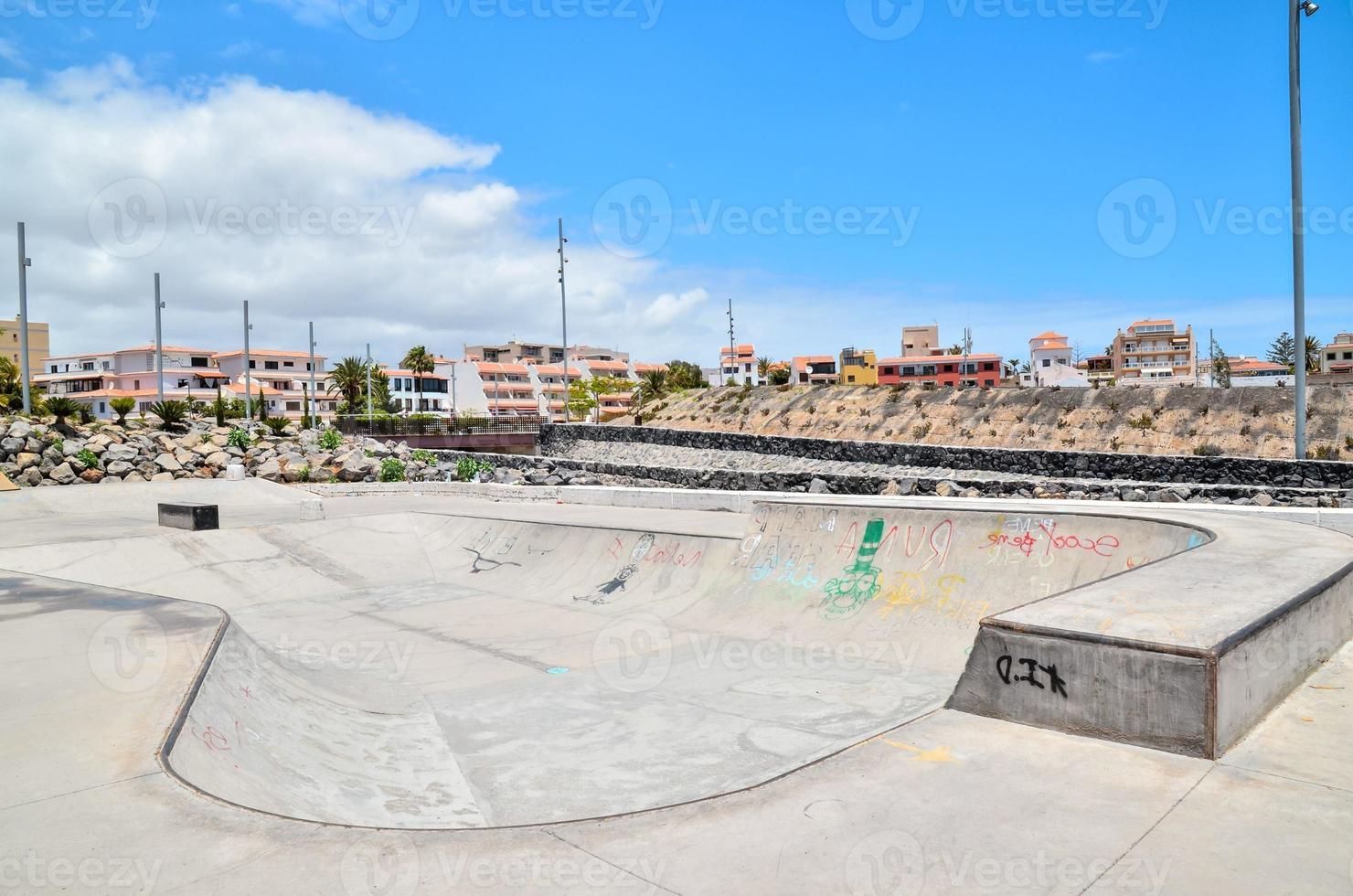 A concrete skate ramp photo