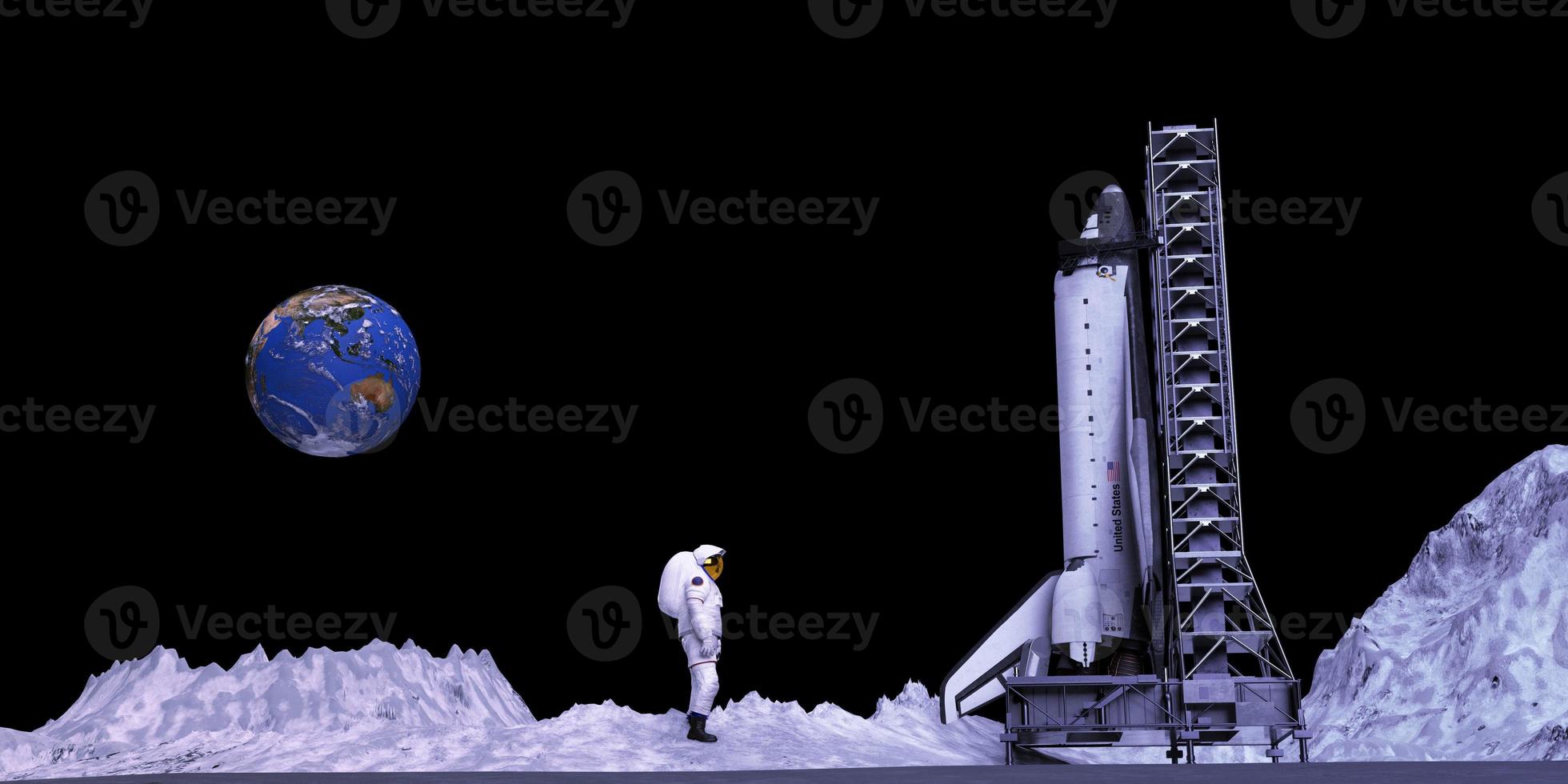 espacio astronauta Ciencias cohete vuelo espacial tecnología tierra mundo planeta Luna global astronave galaxia universo lanzadera misión universo satélite azul futurista aeroespacial volador vehículo.3d hacer foto