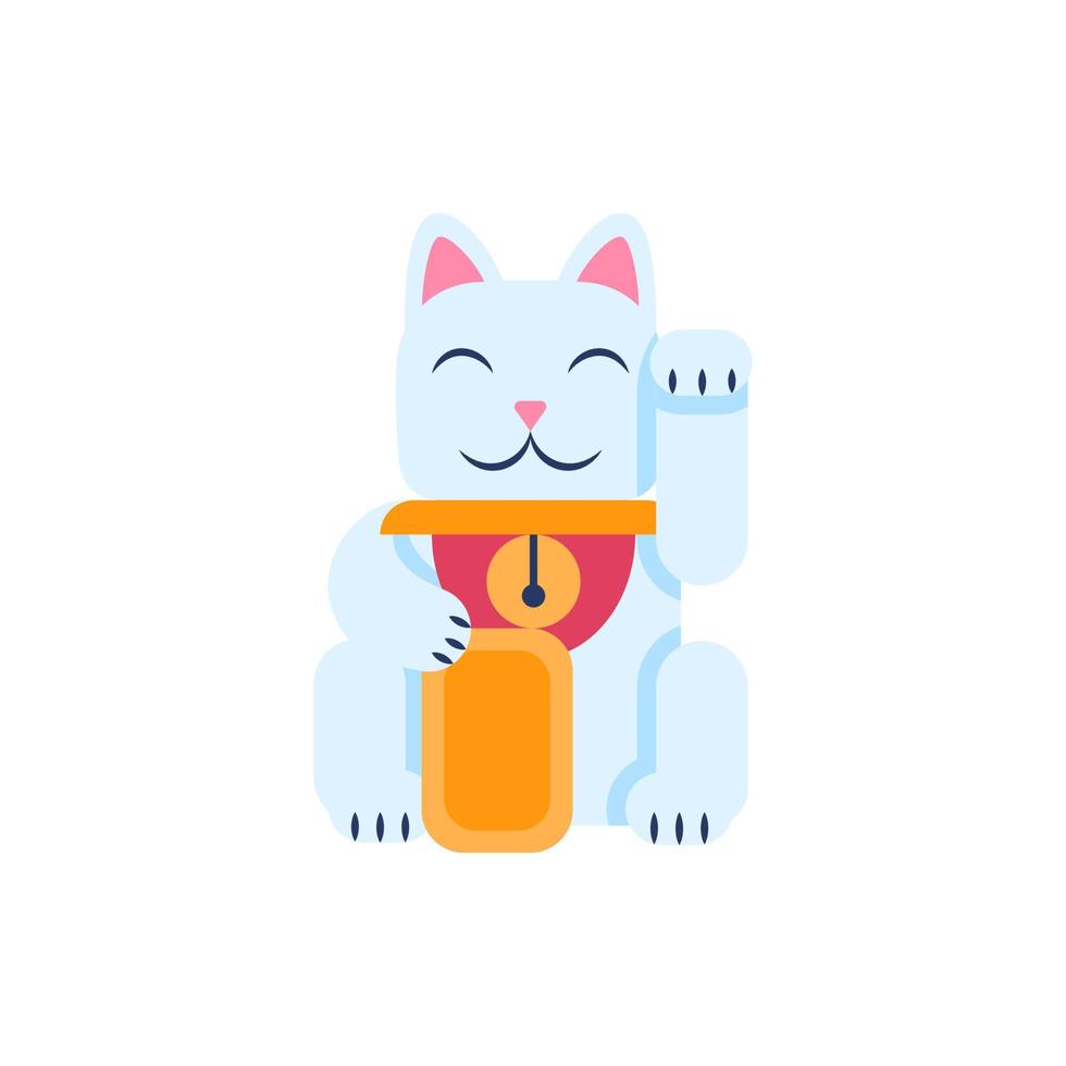 Cartoon Color Japanese Toy Maneki Neko. Vector
