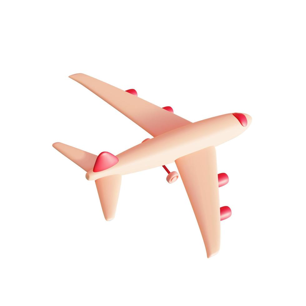 3d Airplane Plasticine Cartoon Style. Vector