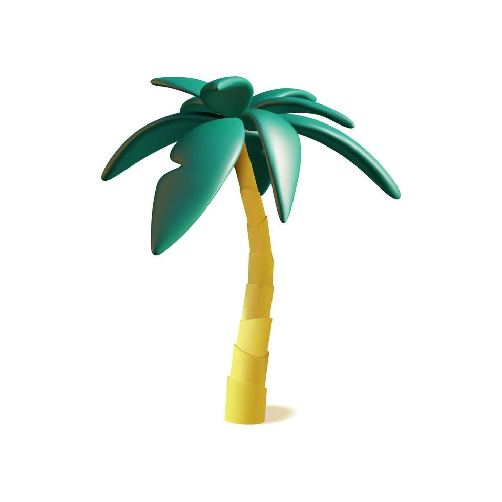 3d Palm Tree Plasticine Cartoon Style. Vector
