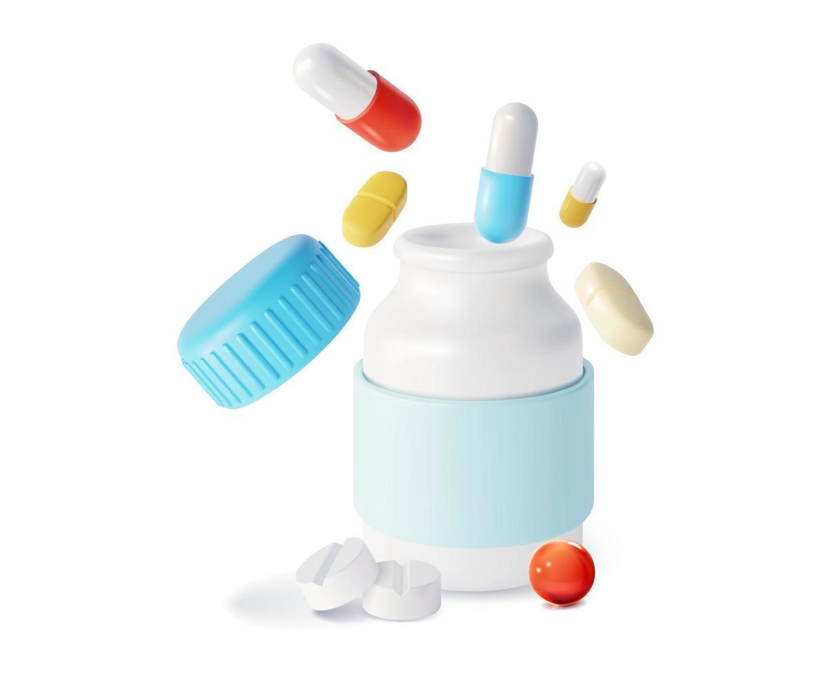 3d Pharmacy Drug Set Plasticine Cartoon Style. Vector