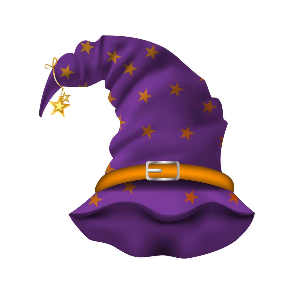 Realistic Detailed 3d Wizard Cap. Vector