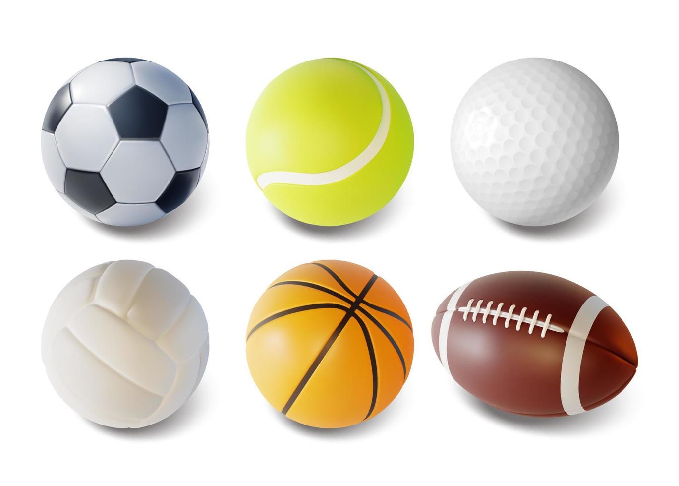 Realistic Detailed 3d Different Sport Ball Set. Vector