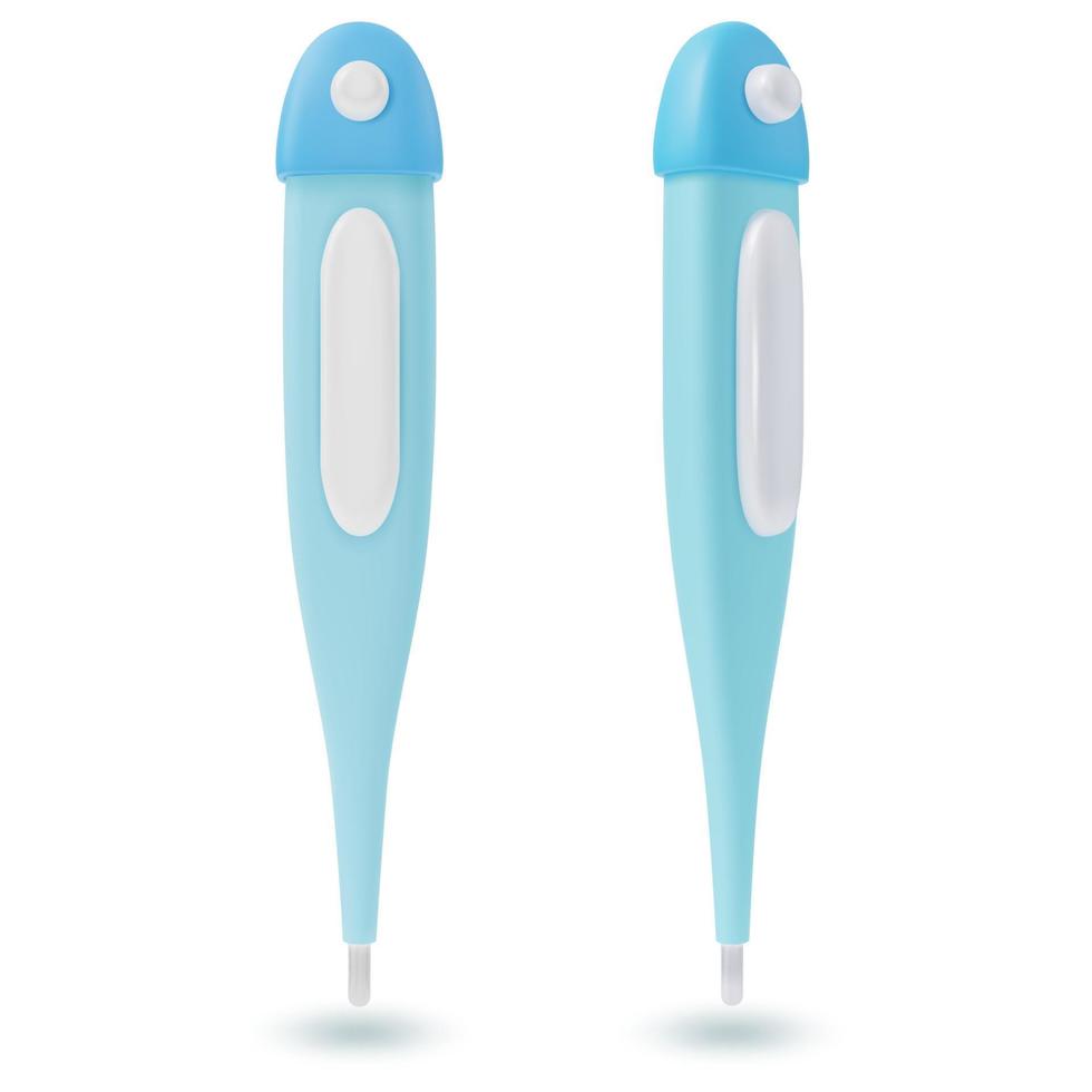 3d Medical Thermometer Set Plasticine Cartoon Style. Vector