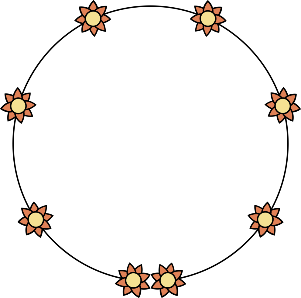 cirkel kader decoratie element met bloemen klem kunst png