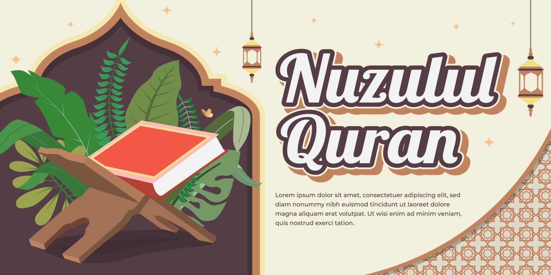 Nuzulul Quran Islamic Celebration background. Which means the revelation of the verses of the Quran vector