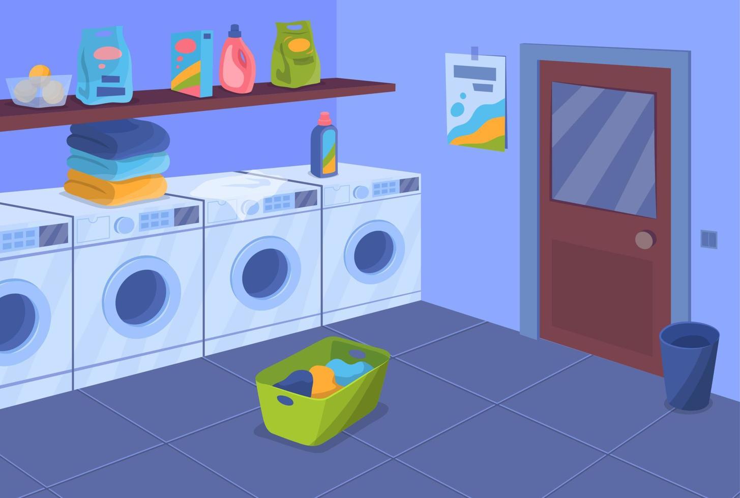 dibujos animados color lavandería habitación vacío interior dentro concepto. vector