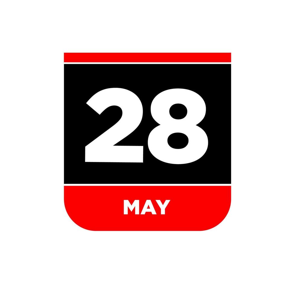 28th May calendar vector icon. 28 may typography.