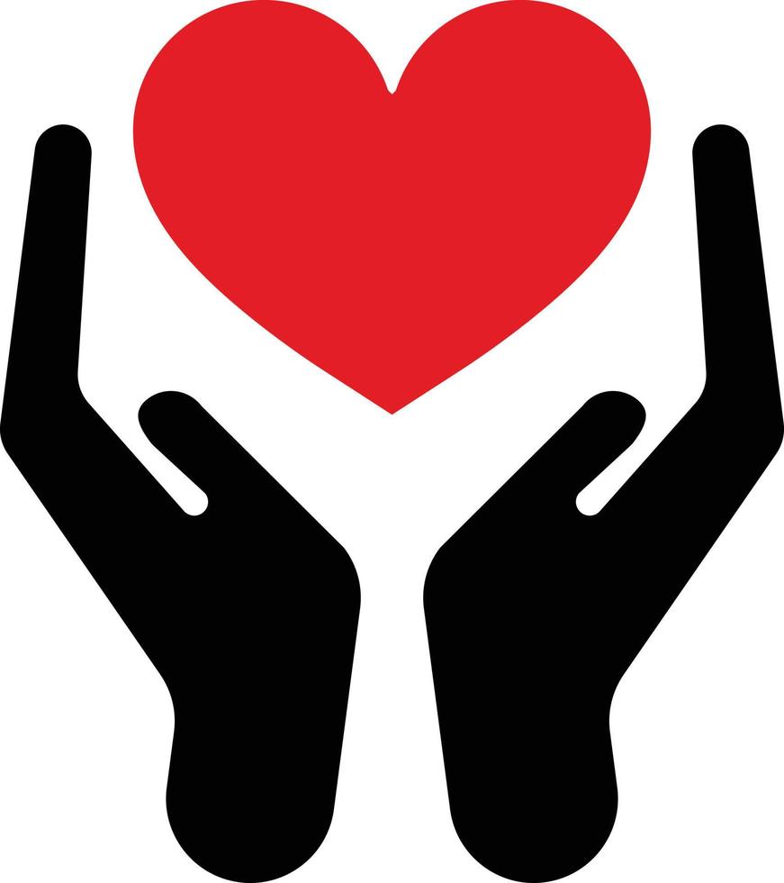 heart in hands . heart care icon with hands isolated on white background vector